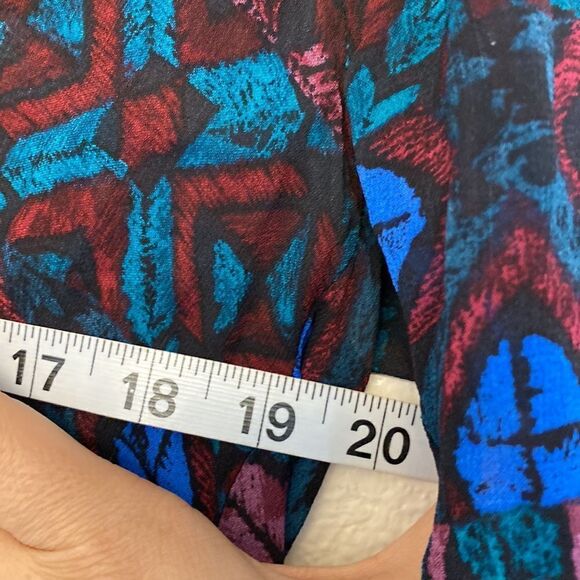 Lucky Brand long sleeve colorful sheer silky blouse tassel boho festival fairy S - Picture 9 of 9